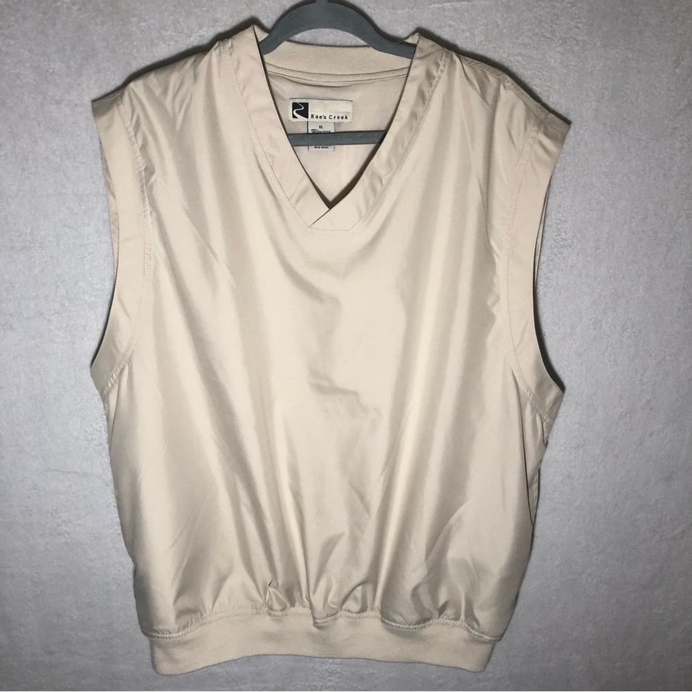 Rae's Creek Mens Vest Beige Size XL Pullover Pockets Elastic Waist V-Neck